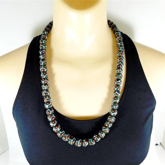 7/2385 Vintage African Handpainted Venetian Beaded 25  Necklace - Picture 2 of 4